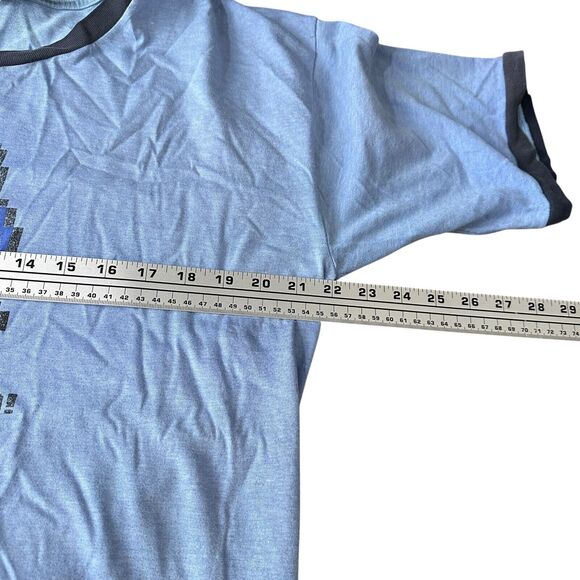 Vintage MegaMan T-Shirt Men’s XL Blue Say Hello To My Little Friend 2003 USA Y2K - Picture 7 of 12